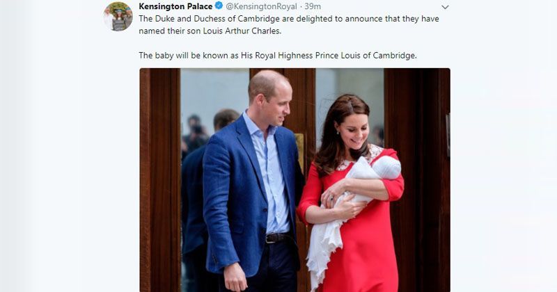 Putri Kate Middleton Pangeran William umumkan nama anak melalui Twitter