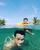 5. Gaya anti mainstream Christian Sugiono mengabadikan momen berenang bersama Arjuna