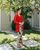 6. Marsha Aruan kenakan kebaya merah formal elegan