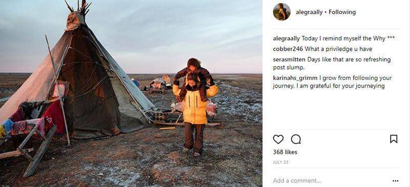 Alegra Ally bersama anak suku nenet di Siberia - instagram @Alegraally