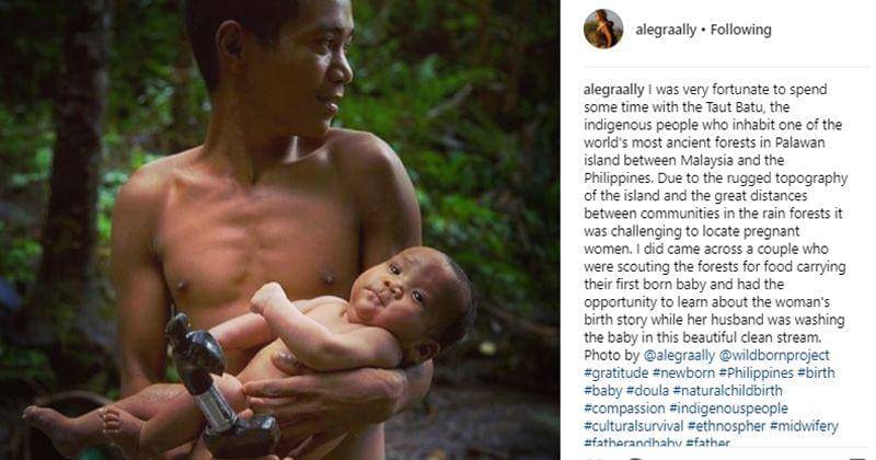 Ayah menggendong anaknya - instagram @Alegraally