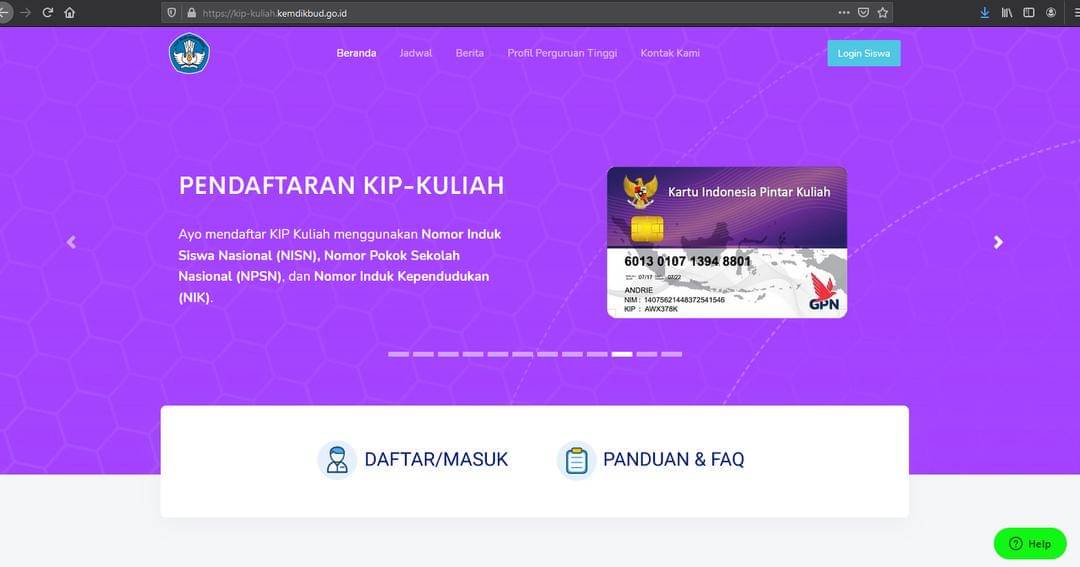 Dok. Laman KIP Kuliah