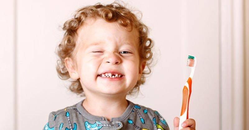 Anak menggosok gigi dengan sikat gigi lucu. - motherandbaby.co.uk