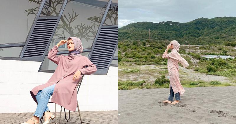 6 Fashion Baju Tunik a la Henny Rahman, Istri Alvin Faiz