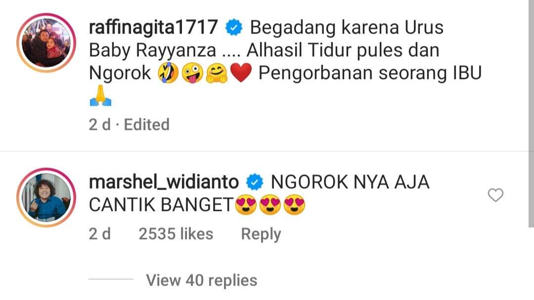 Caption komentar warganet - Instagram.com/@raffinagita1717