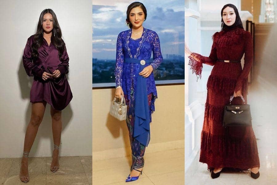 Outfit kondangan warna bold. (instagram.com/raisa6690 / instagram.com/ashanty_ash / instagram.com/dianpelangi)