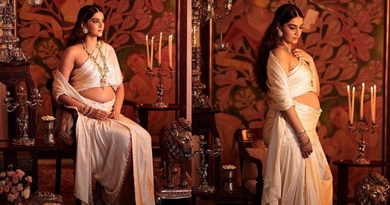 5 Foto Sonam Kapoor Pamer Baby Bump dalam Balutan Sari 