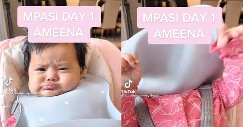 7 Foto Ameena saat Makan MPASI Pertama Kali, Ekspresinya Bikin Gemas!