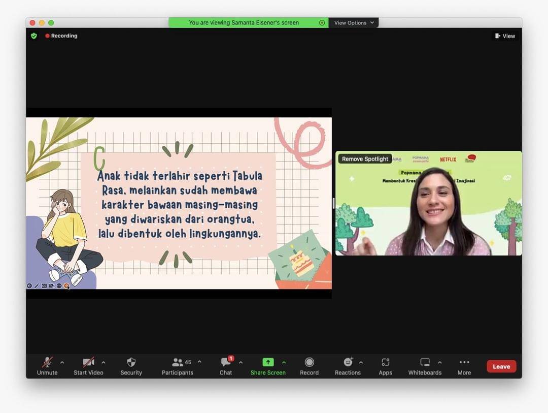 Popmama Online Class menghadirkan sharing session bersama psikolog. - (Dok. IDN Media)
