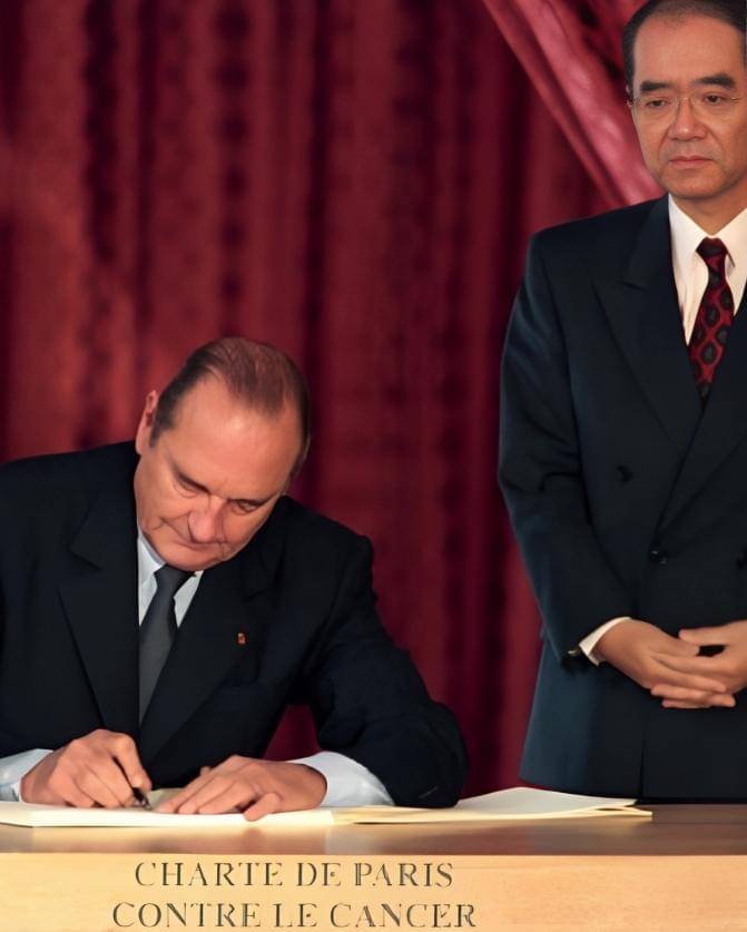 Presiden Prancis, Jacques Chirac dan Direktur Jenderal UNESCO, Kōichirō Matsuura - parischarteragainstcancer.org