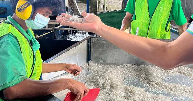 Sentra pengolahan limbah botol PET di Lombok PET. - Popmama.com/ Sandra Ratnasari