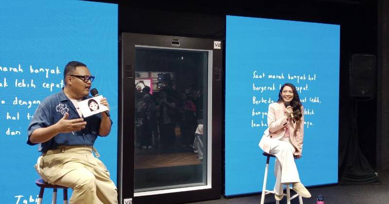 Marchella FP dalam acara perkenalan novel TABI pada Jumat (13/10/2023) di ASHTA District 8, Jakarta. - Popmama.com/Nurul Khoiriyah