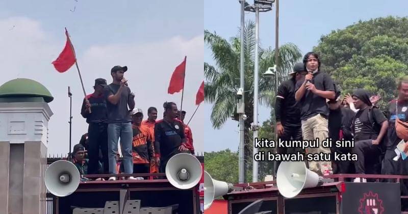 Potongan Reza Rahadian dan Bintang Emon saat ikut demo, Kamis (22/8/2024), di depan Gedung DPR, Jakarta Pusat. - Instagram.com/infojakartabarat/jakarta_friends