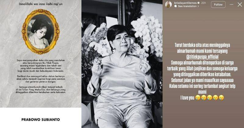 Instagram.com/prabowo; Instagram.com/titiekpuspa_official; Instagram.com/krisdayantilemos