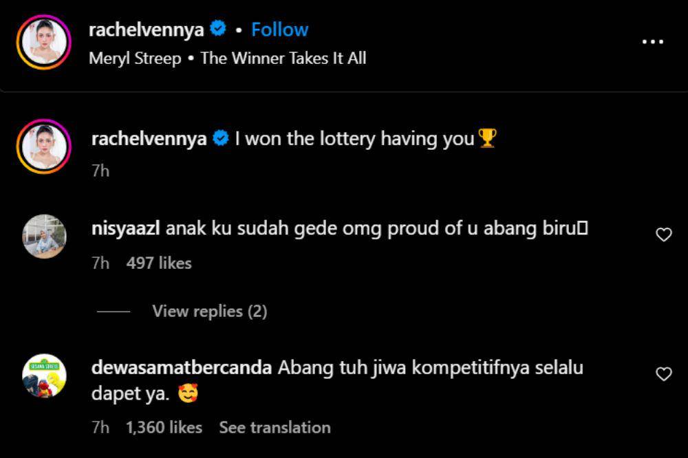 Caption mengharukan Rachel Vennya
