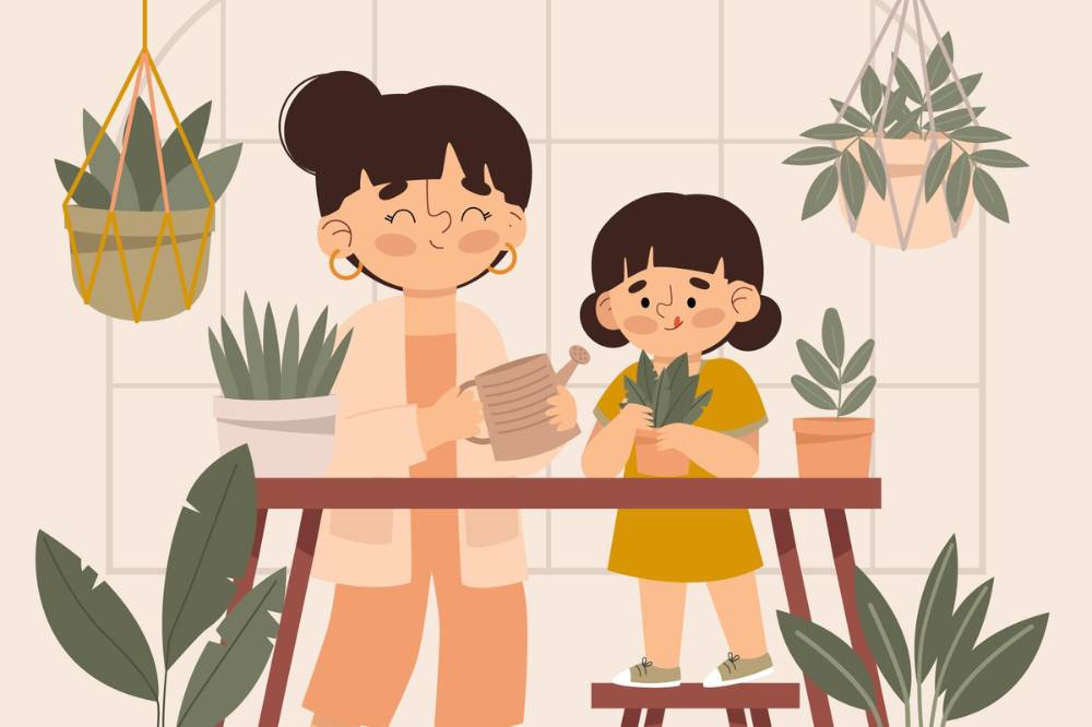 Ilustrasi Mama dan anak perempuan