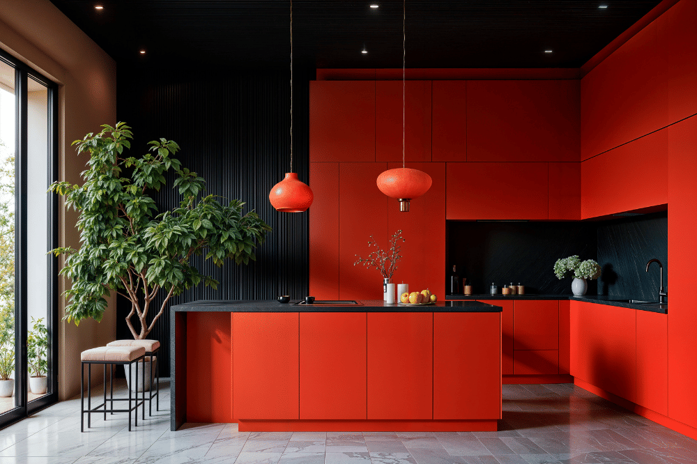 Dapur cat warna merah Feng Shui