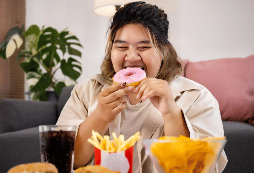 ilustrasi makan berlebihan (freepik.com/studioredcup)