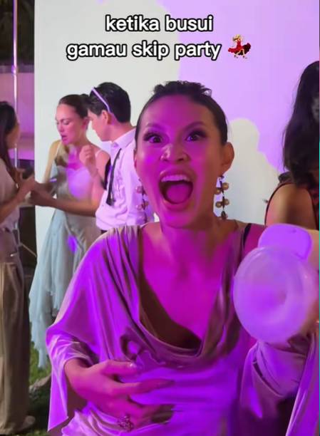 Patricia Gouw pumping di acara pesta Luna dan Maxime