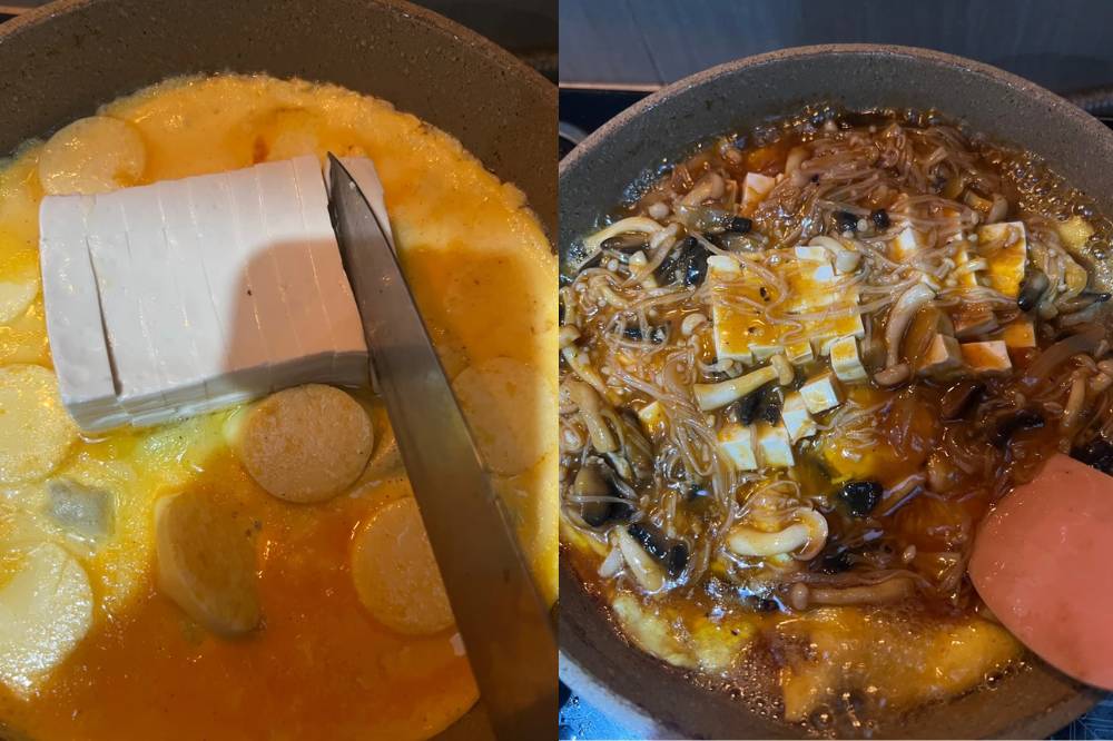 Cara membuat Egg, tofu, mushroom hotplate
