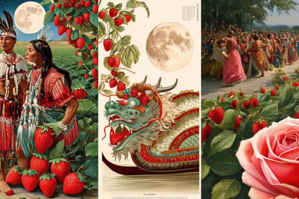 Ilustrasi Folklor Strawberry Moon