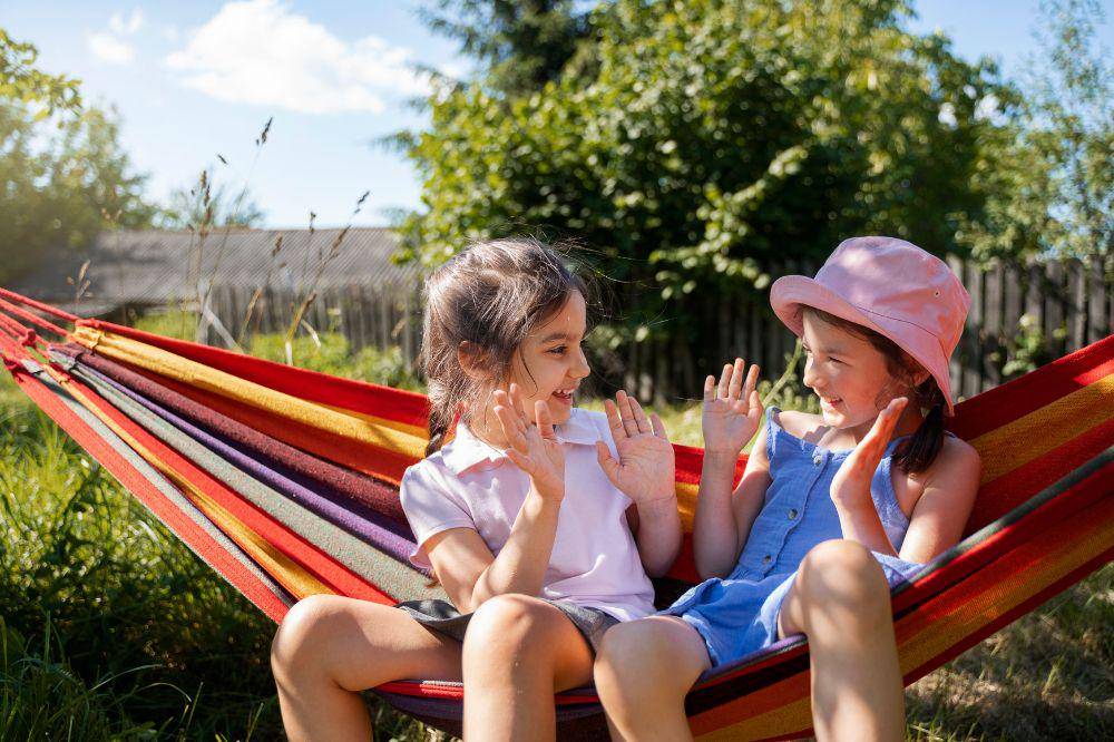 Girls playing outdoors together