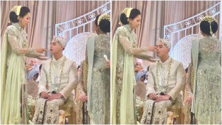 Detail kebaya Maia Estianty dalam acara akad nikah Al Ghazali
