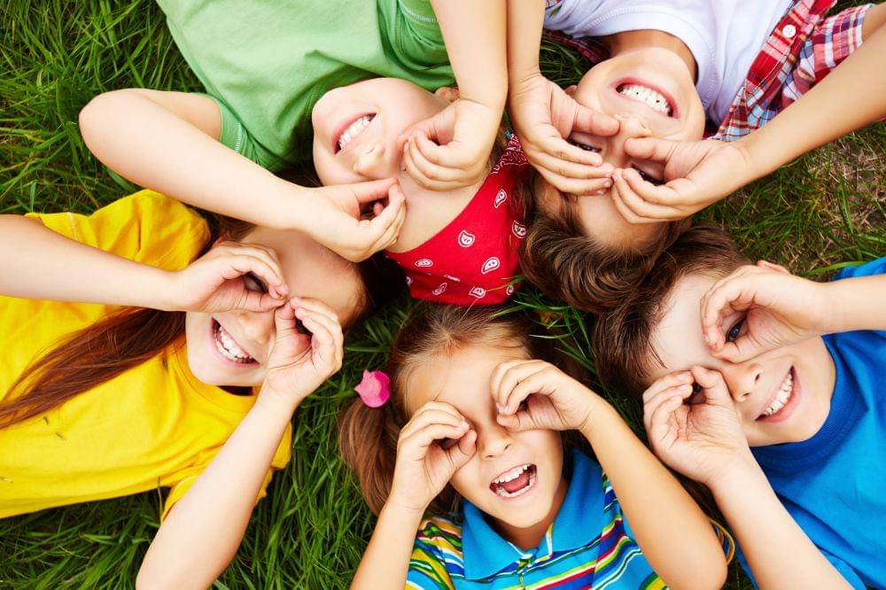 Children playing on grass