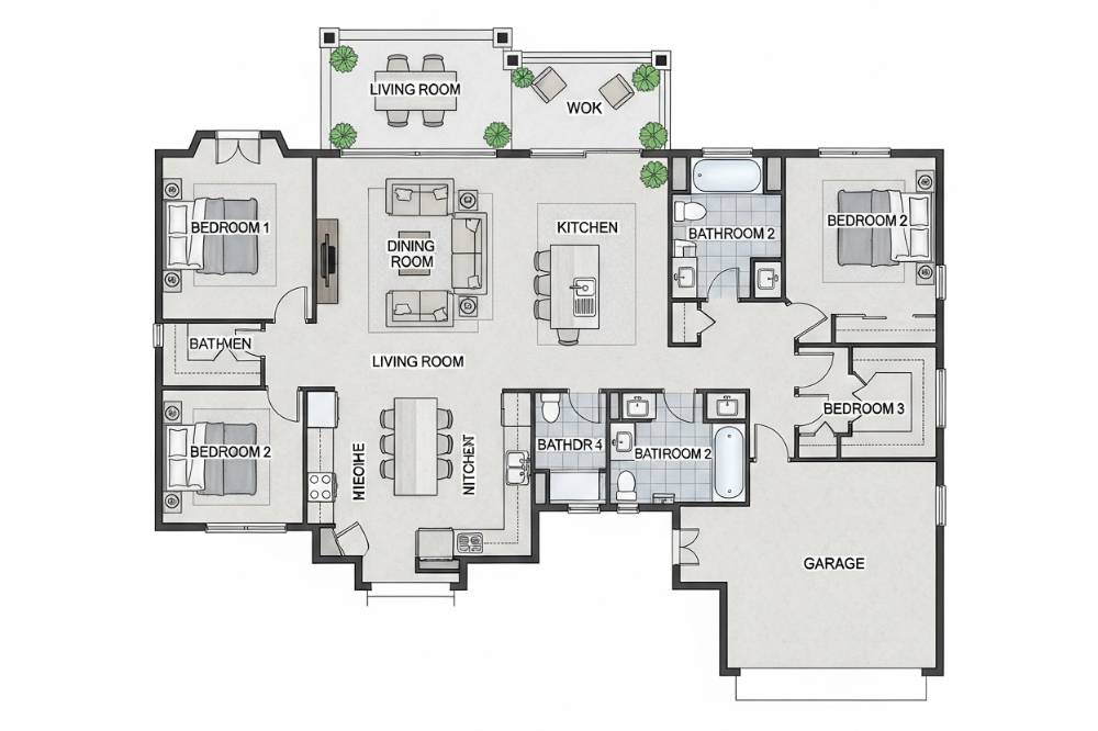 Ide Denah Rumah 3 Kamar Tidur