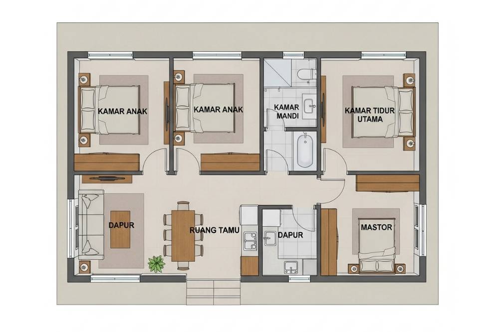 Ide Denah Rumah 3 Kamar Tidur
