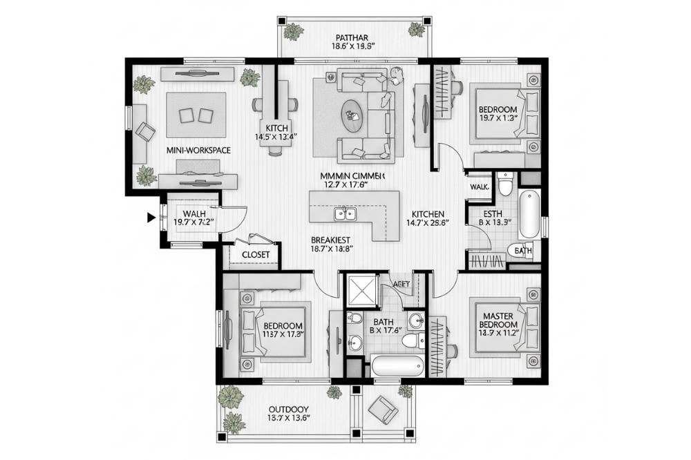 Ide Denah Rumah 3 Kamar Tidur