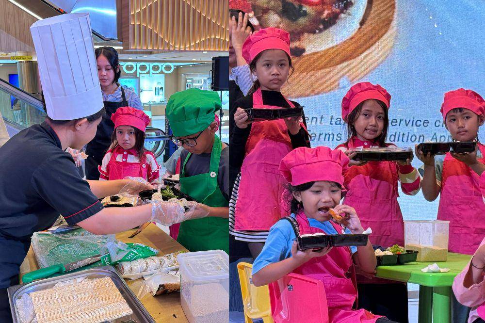 Anak-anak membuat sushi di festival Nihon No Matsuri