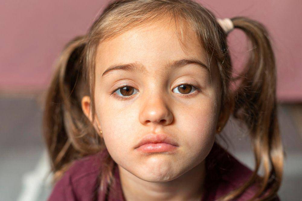 Portrait little girl upset