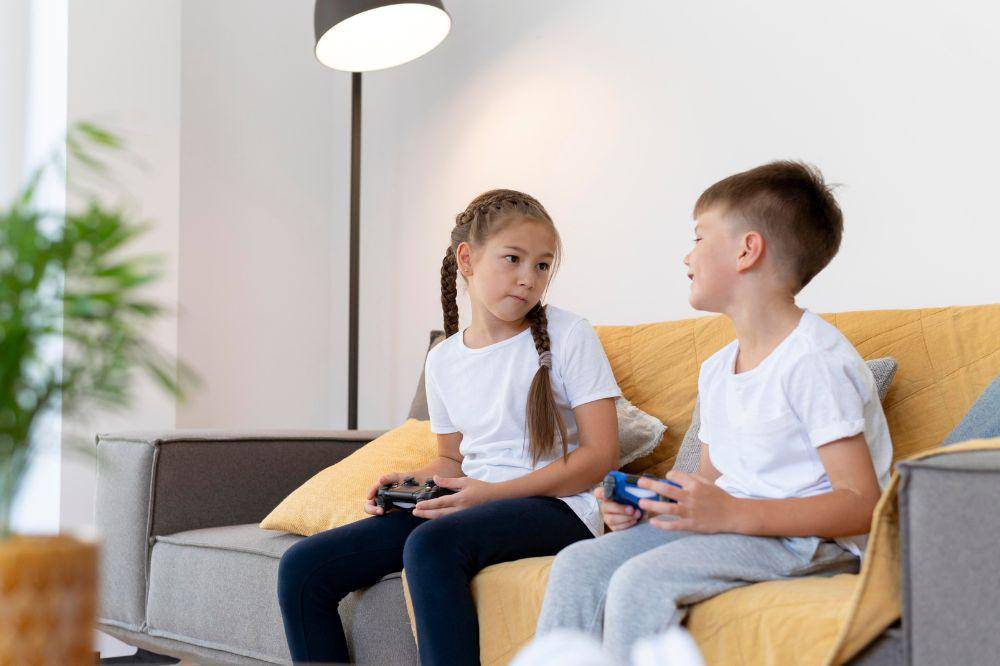 kids playing on couch