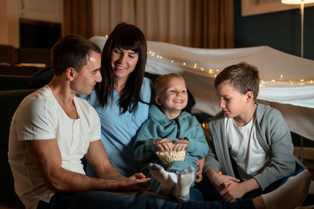 Family members sitting together