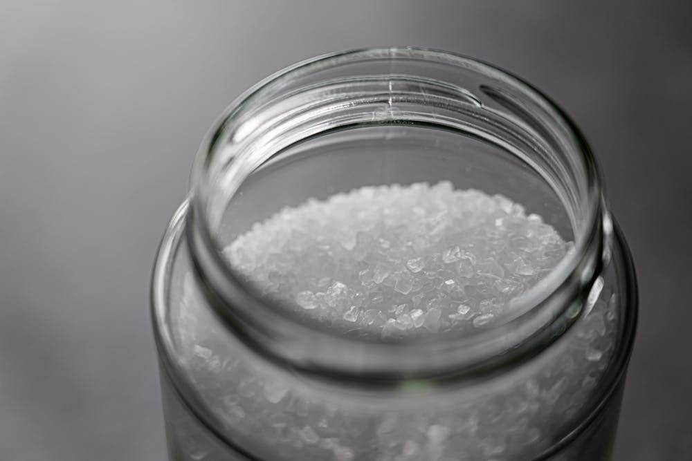 photo of salt in glass jar