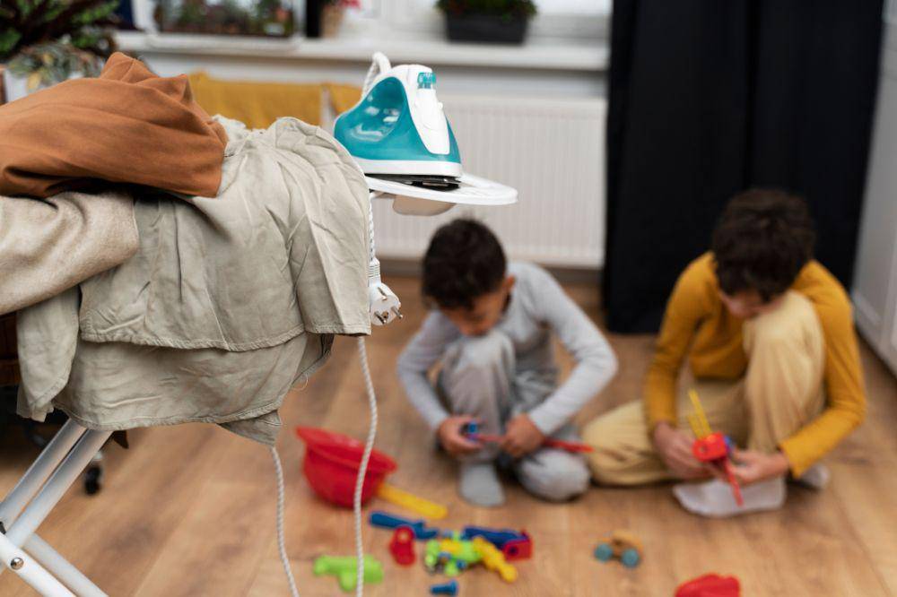Kids playing in dirty house