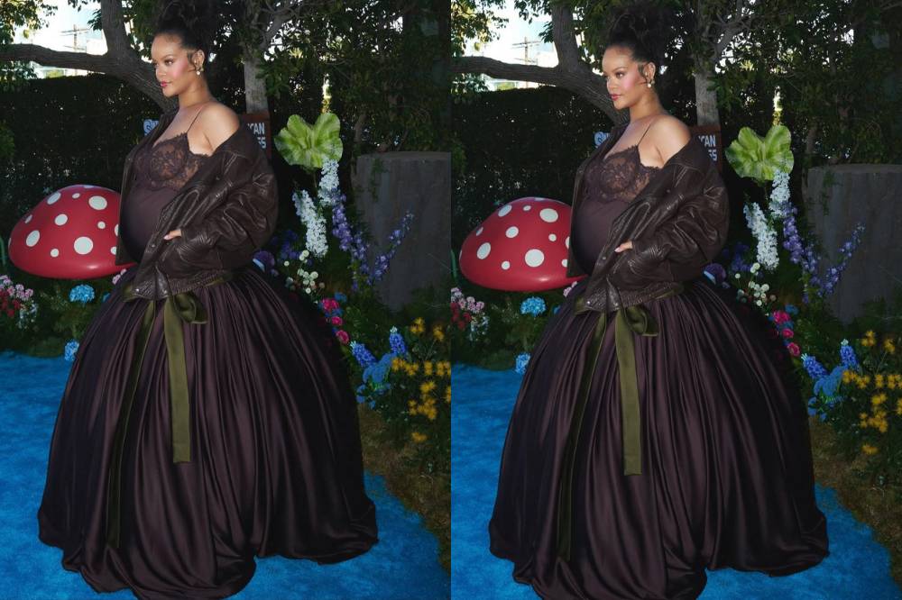 Gaya Rihanna saat Trimester 3 di Peluncuran Film Smurfs