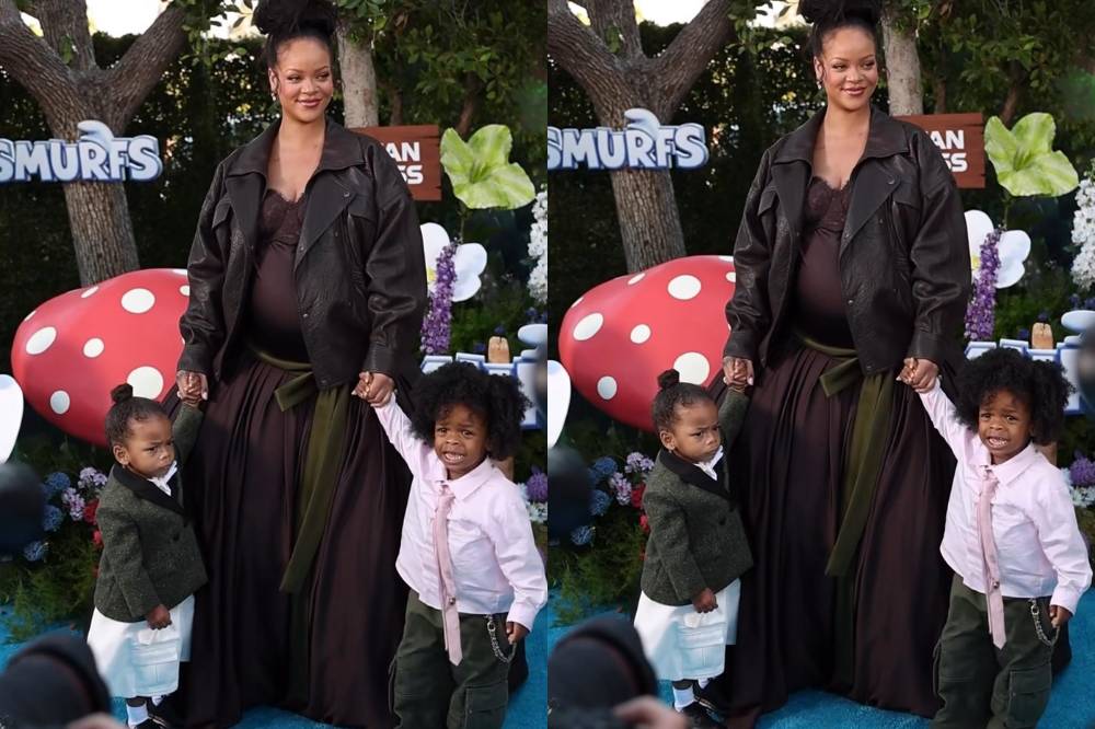 Gaya Rihanna saat Trimester 3 di Peluncuran Film Smurfs