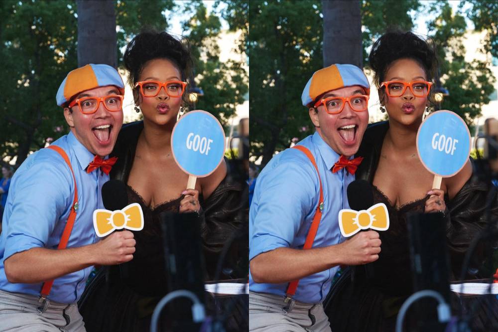 Gaya Rihanna saat Trimester 3 di Peluncuran Film Smurfs