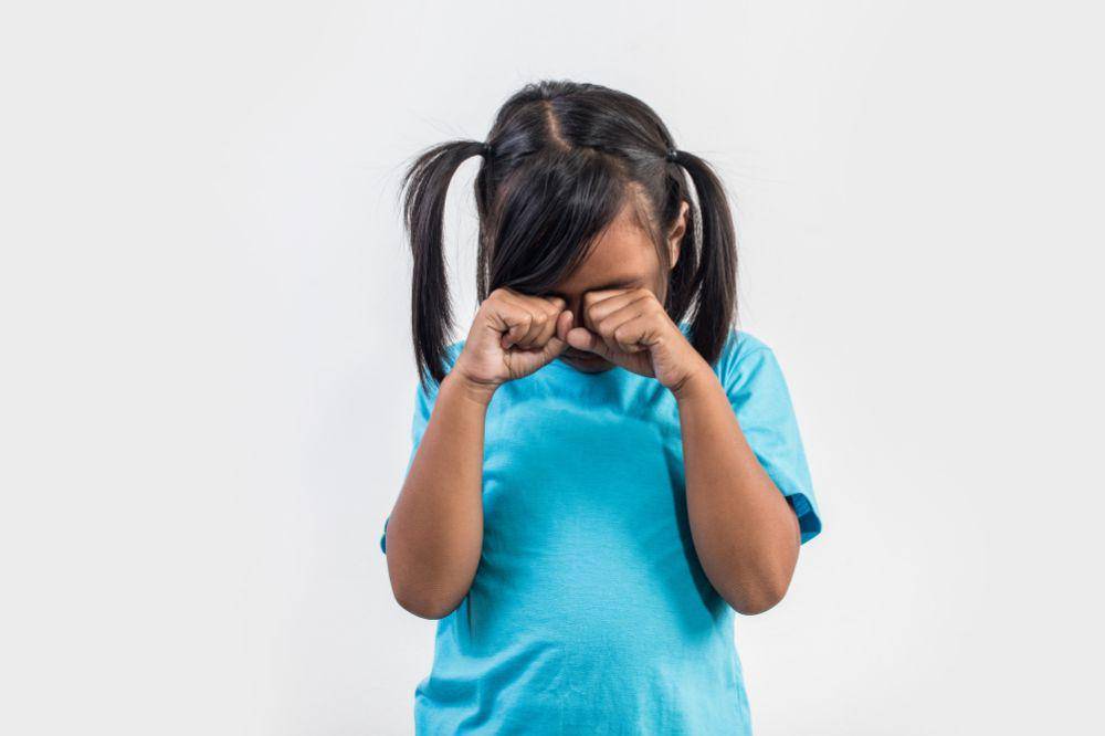 Little girl sad crying