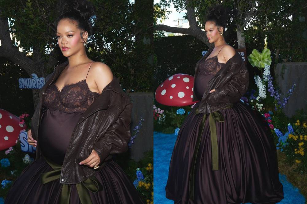 Gaya Rihanna saat Trimester 3 di Peluncuran Film Smurfs