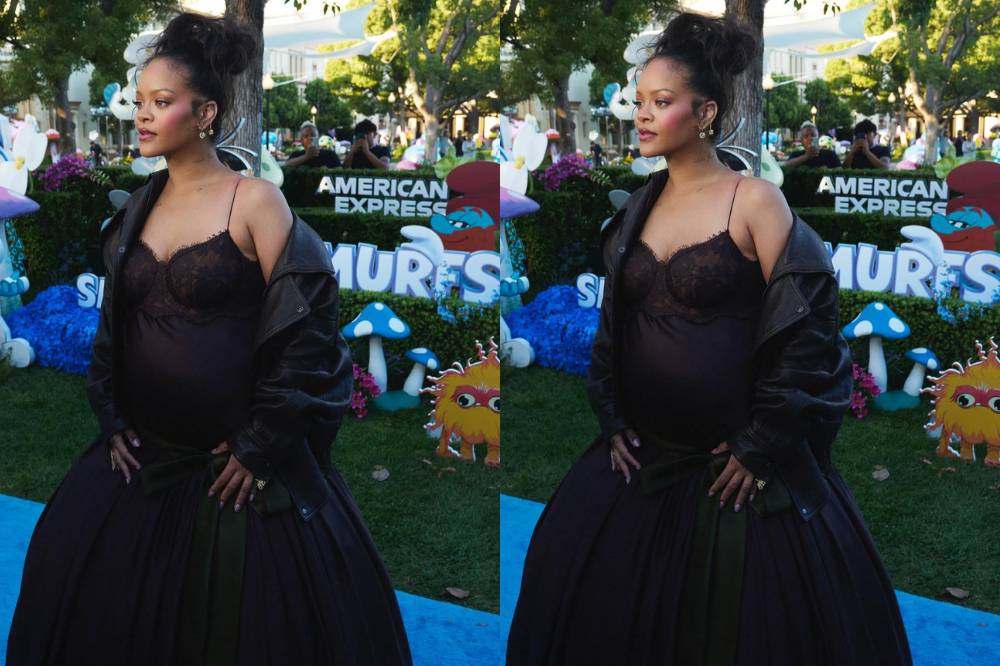 Gaya Rihanna saat Trimester 3 di Peluncuran Film Smurfs