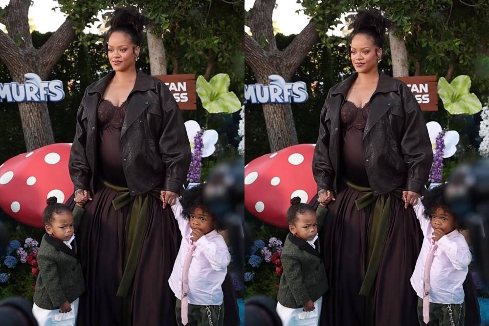 Gaya Rihanna saat Trimester 3 di Peluncuran Film Smurfs