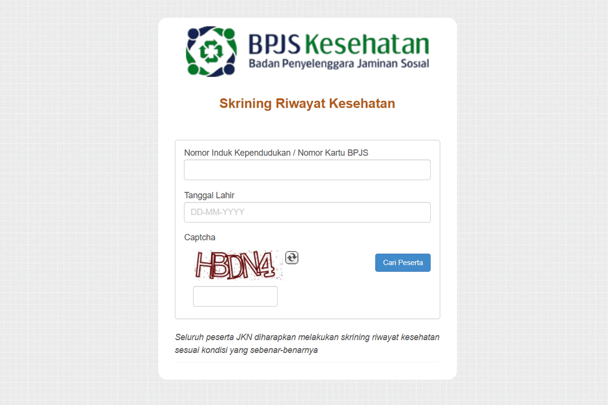 Cara skrining BPJS Kesehatan lewat website BPJS Kesehatan
