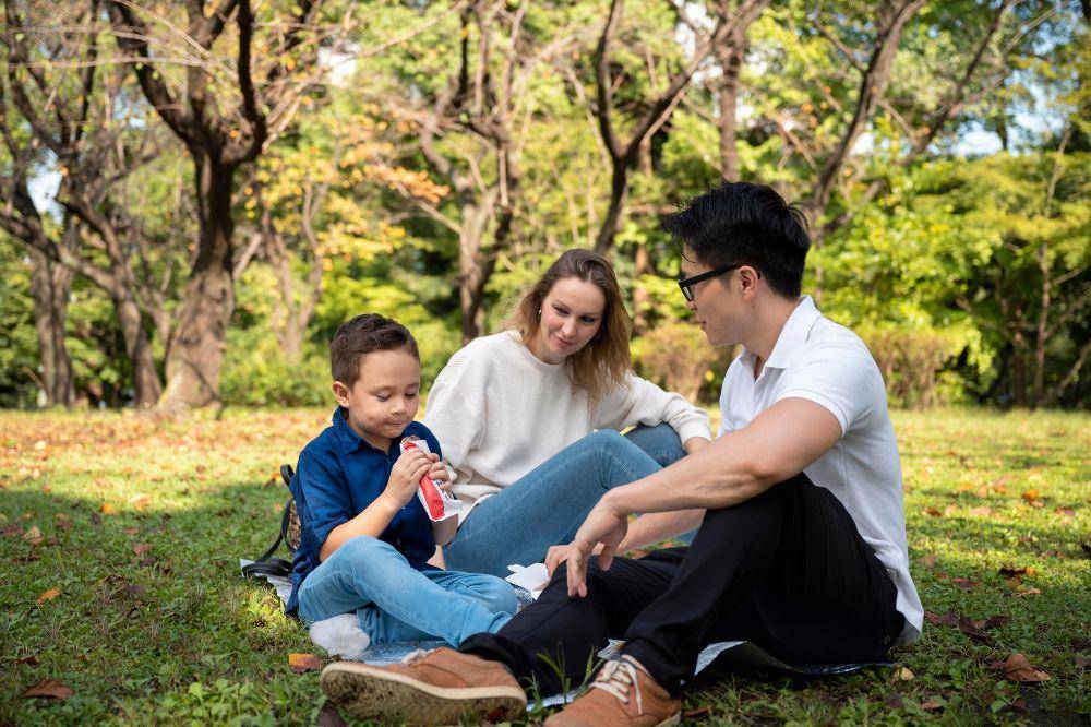 Parents spending time with their kid