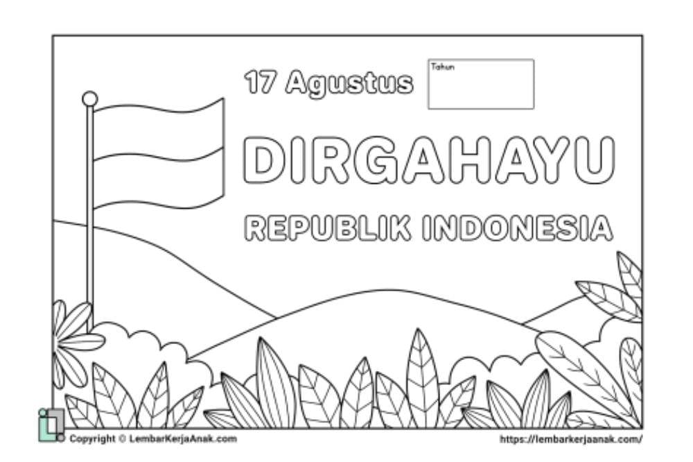 sketsa mewarnai tema Dirgahayu RI