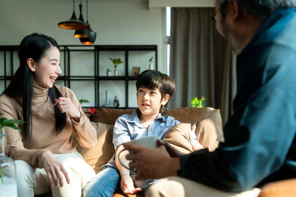 relax positive conversation with son