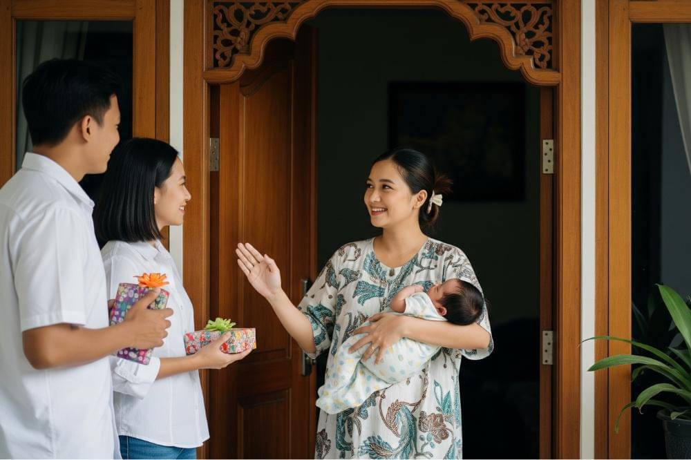 Ilustrasi Mama baru melahirkan terima tamu