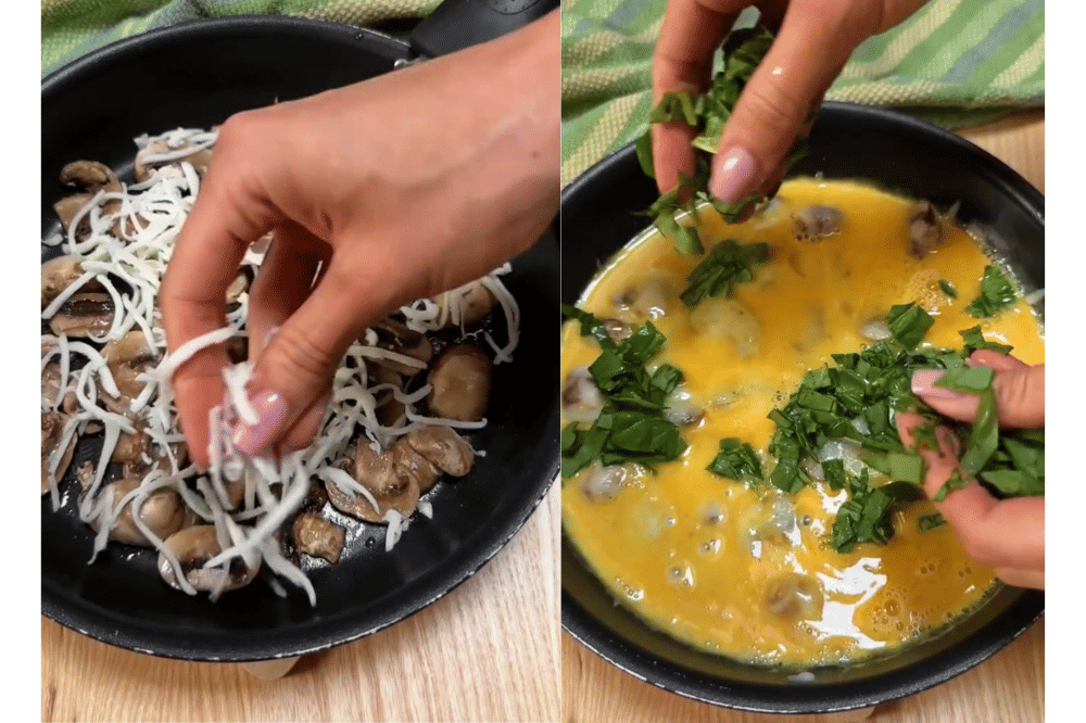 Cara membuat omelet bayam jamur